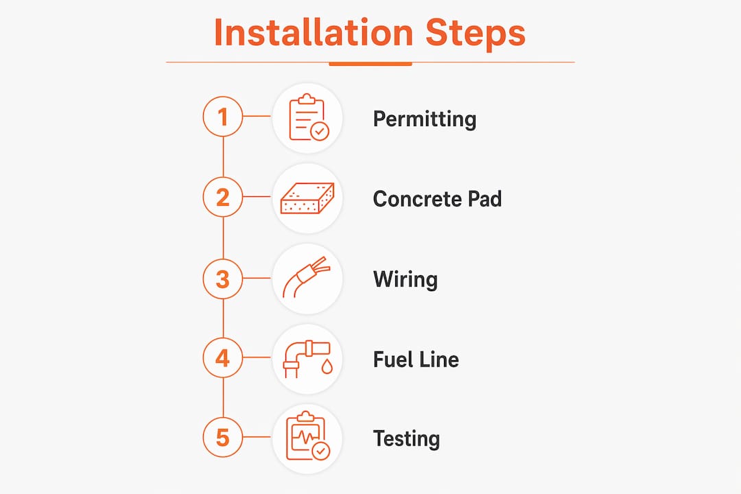 Infographic showing generator installation steps