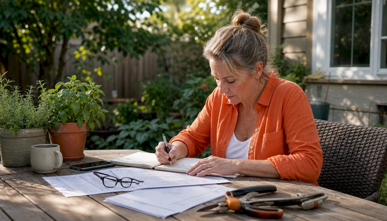Home owner preparing generator installation paperwork