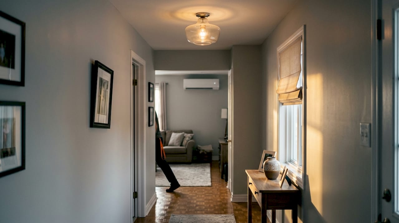 Flickering hallway light near home air conditioner unit