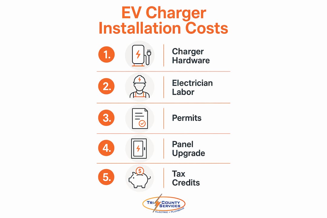Infographic showing EV charger installation cost components