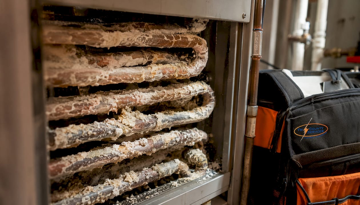 Mineral scale buildup inside heater exchanger