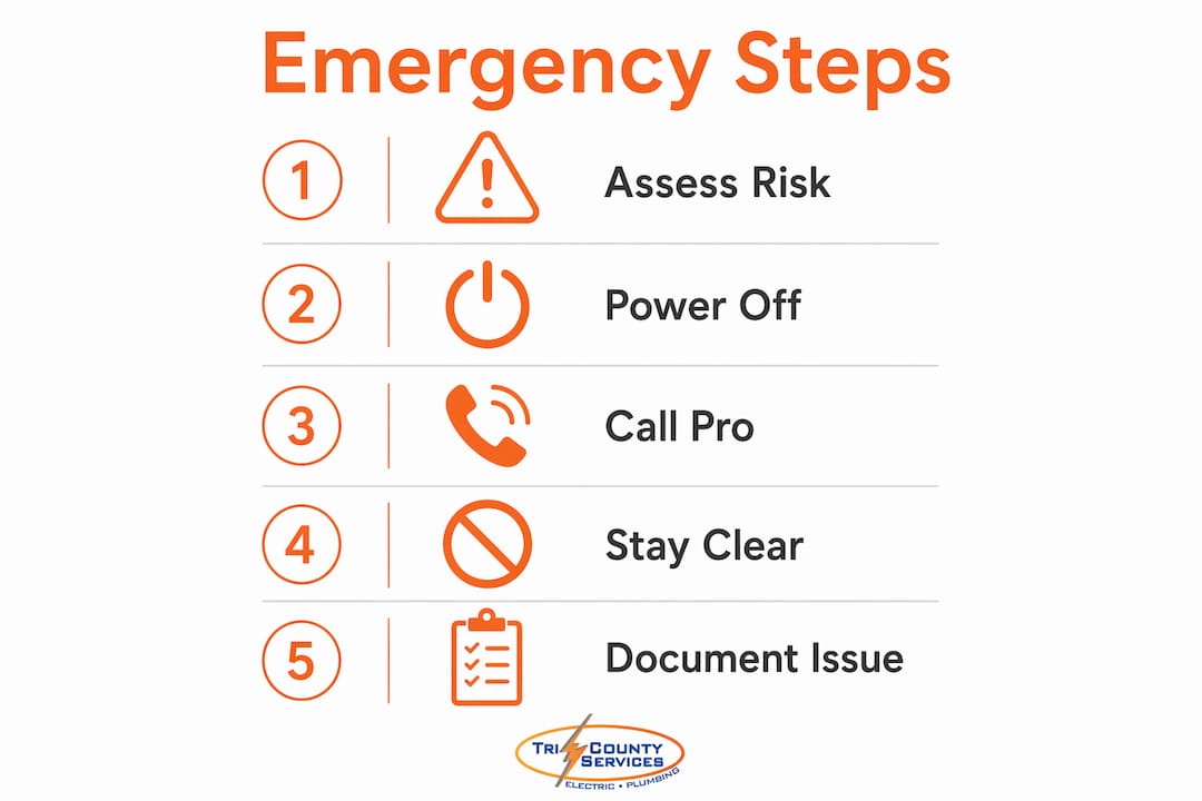 Infographic showing electrical emergency steps