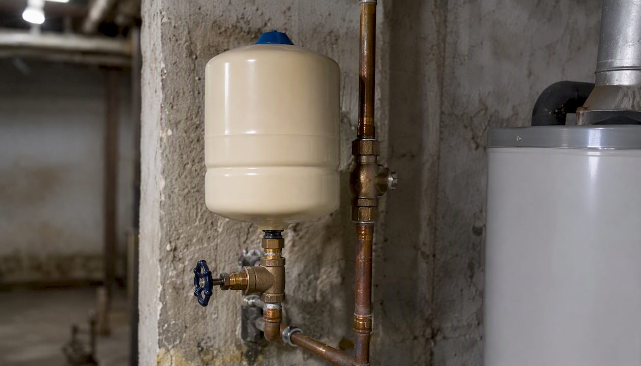 Thermal expansion tank installed near water heater