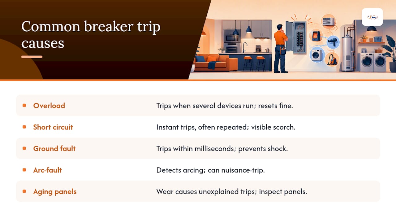 Diagram comparing main causes of circuit breaker trips