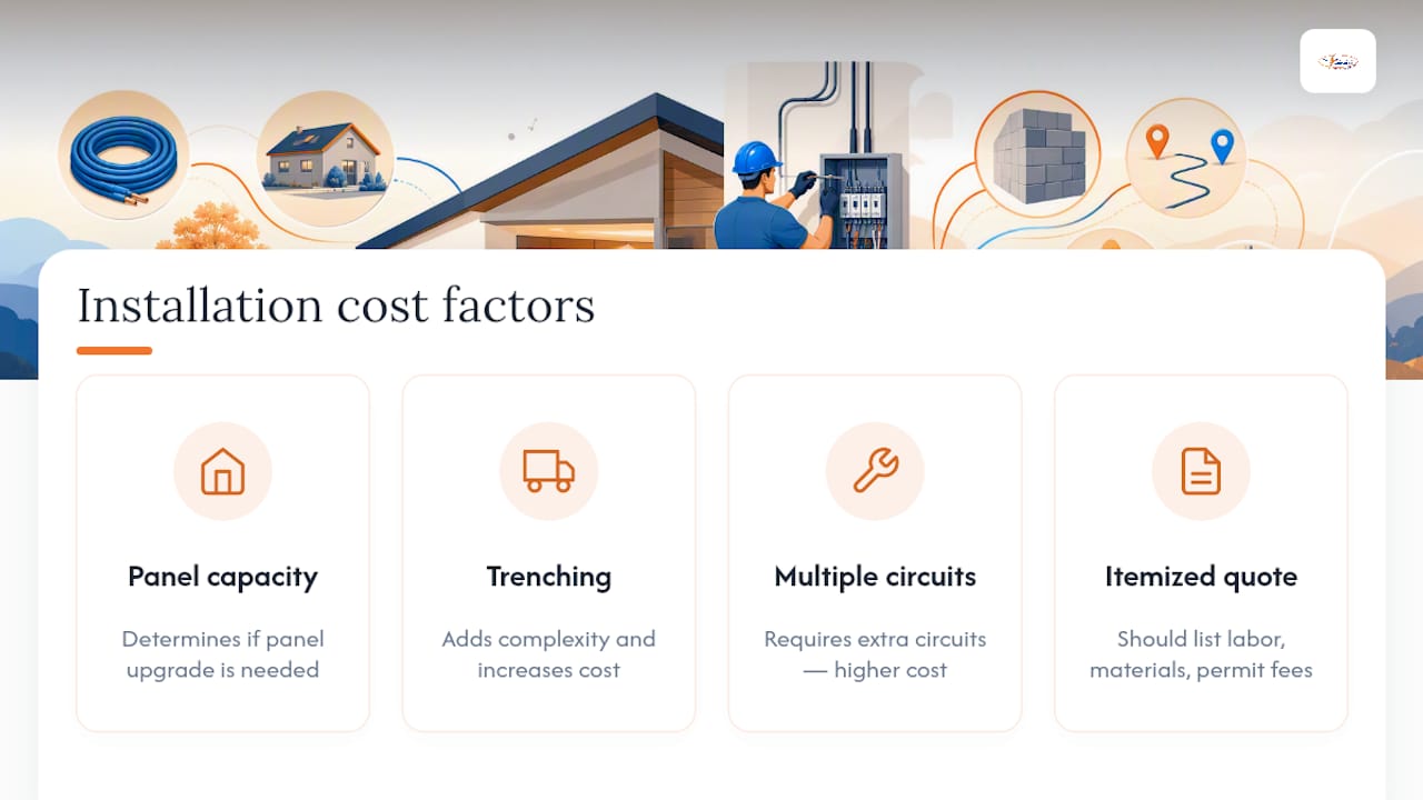 Diagram comparing EV charger installation cost components
