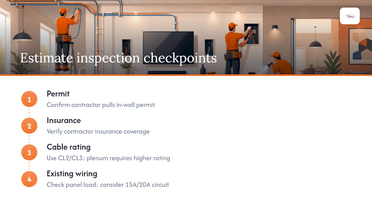 TV wiring estimate and safety checkpoints