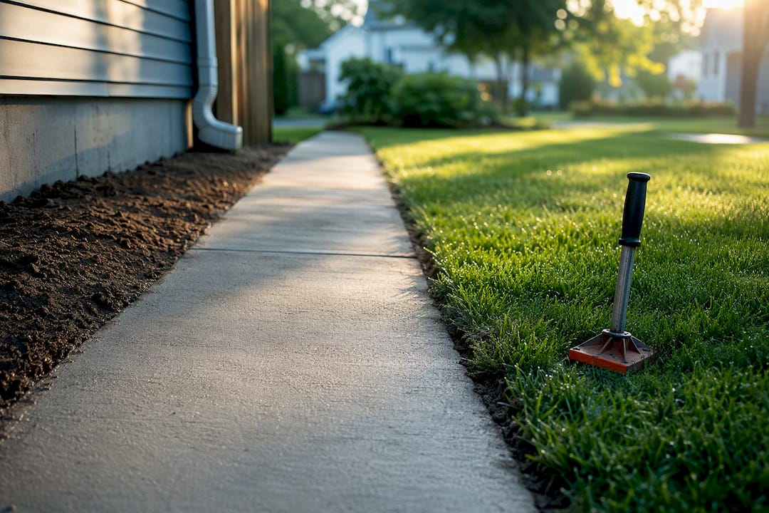 Restored lawn and concrete after sewer repair
