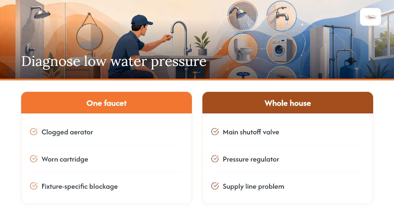 Whole-house versus fixture pressure diagnosis