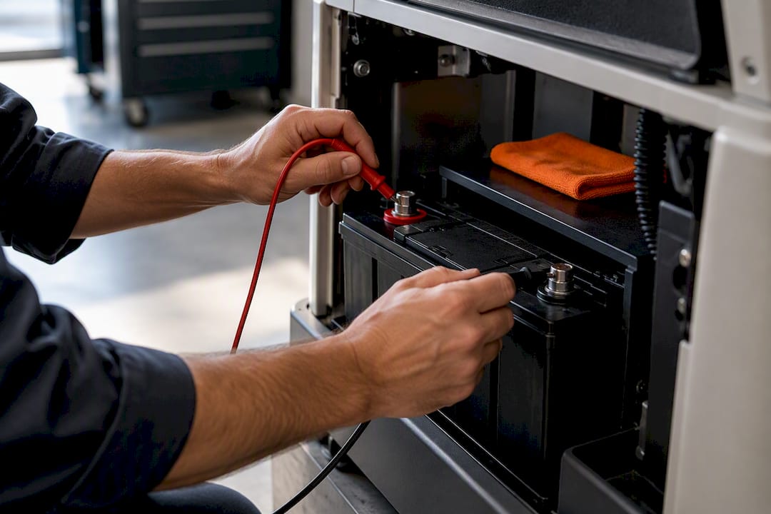 Conductance testing on generator battery terminals