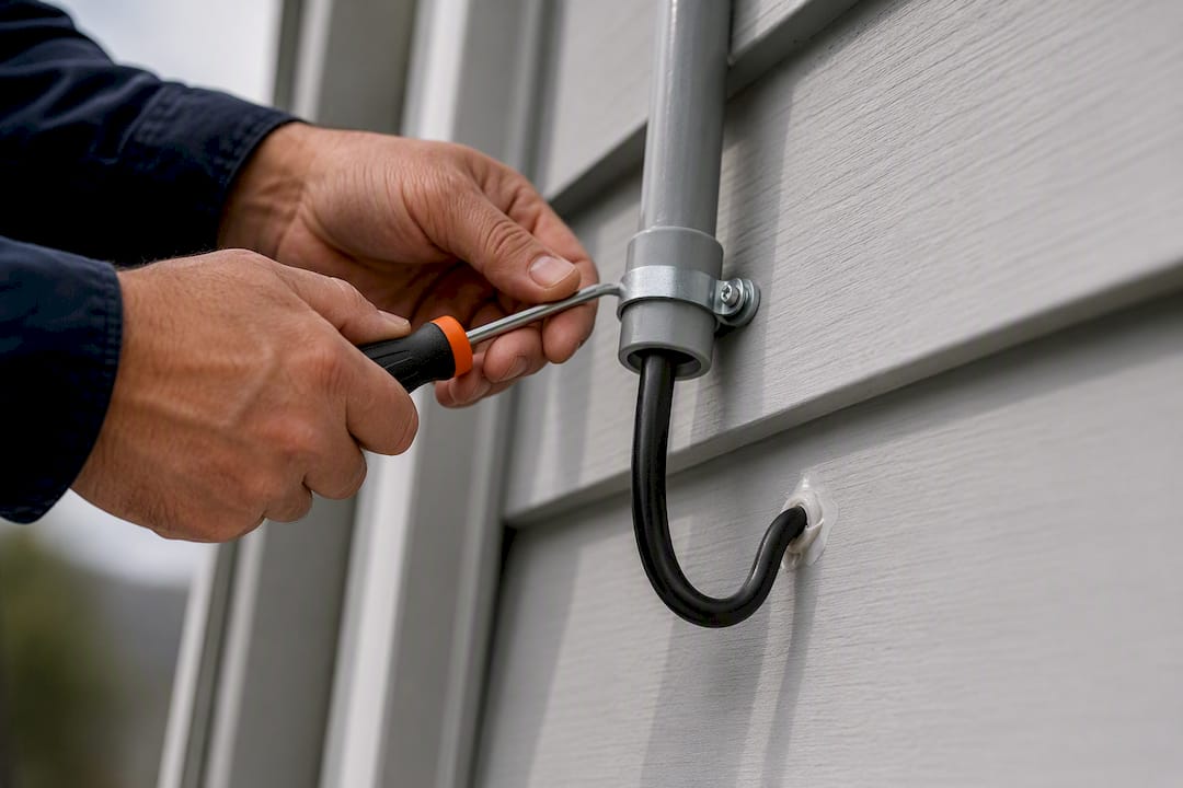 Outdoor conduit with camera cable drip loop
