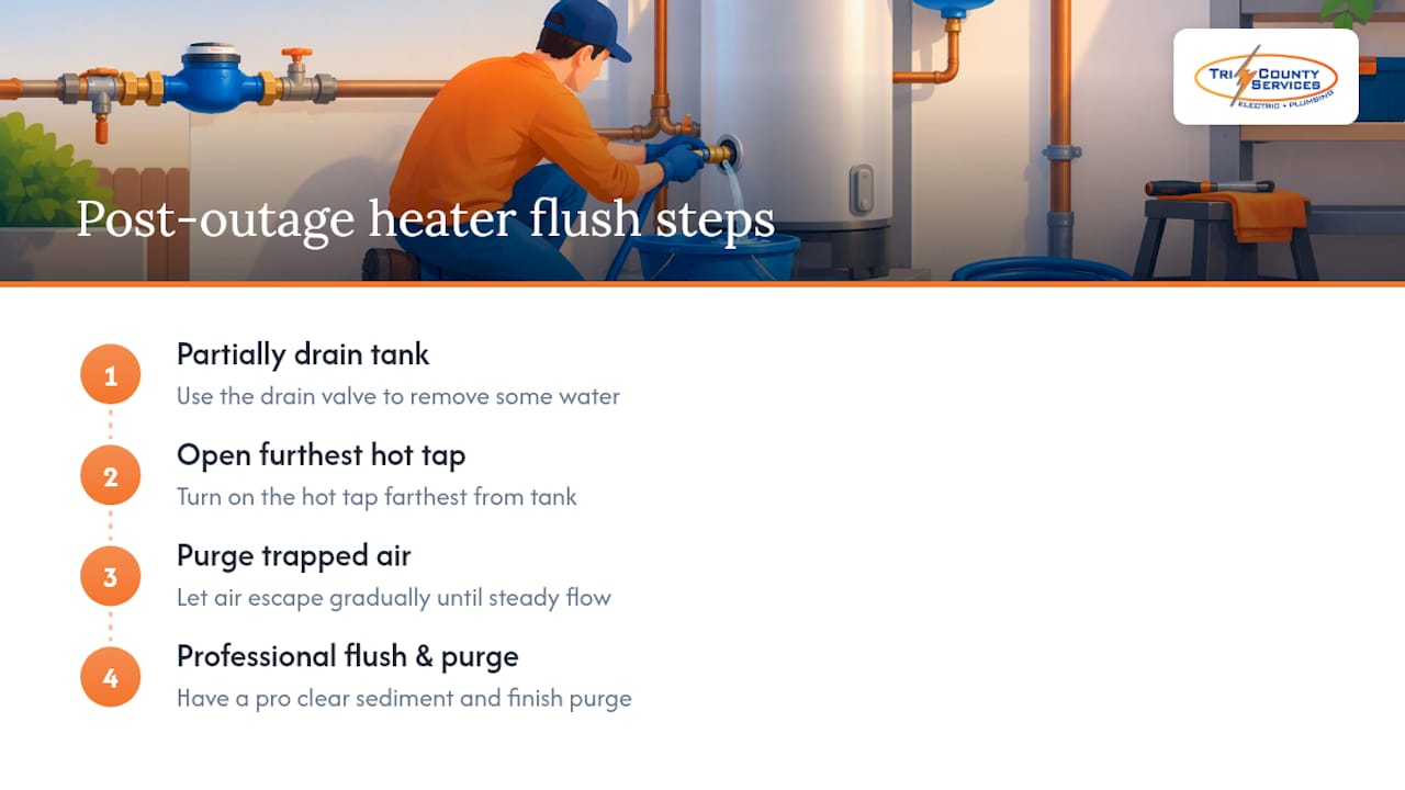Water heater flushing and venting steps