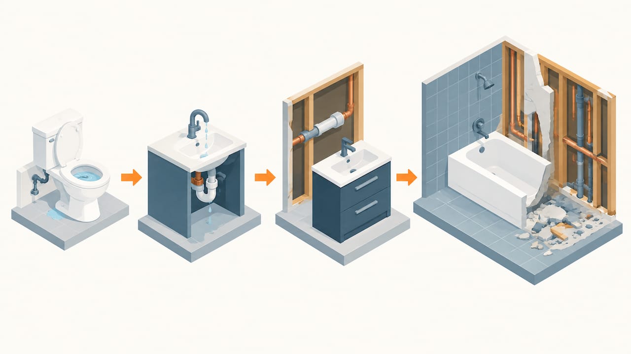 Illustrated progression of plumbing job costs