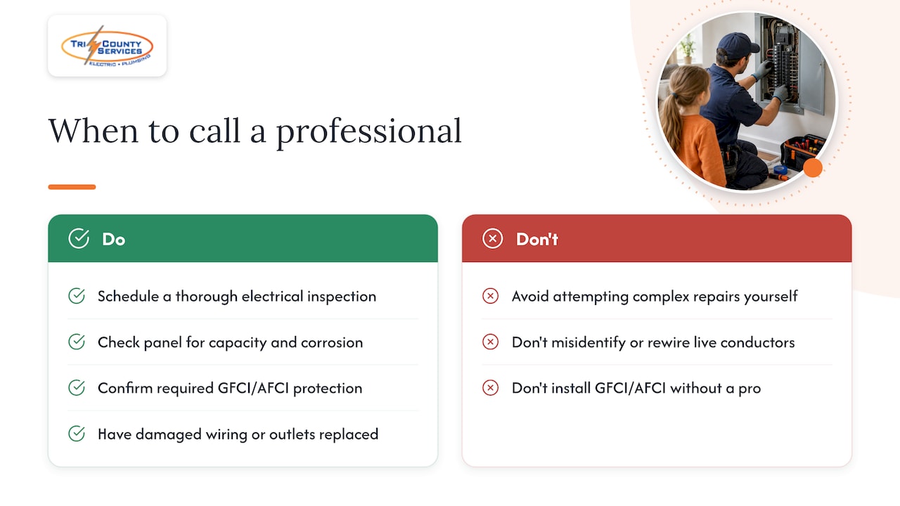 When to call a professional for an inspection or repair — overview diagram