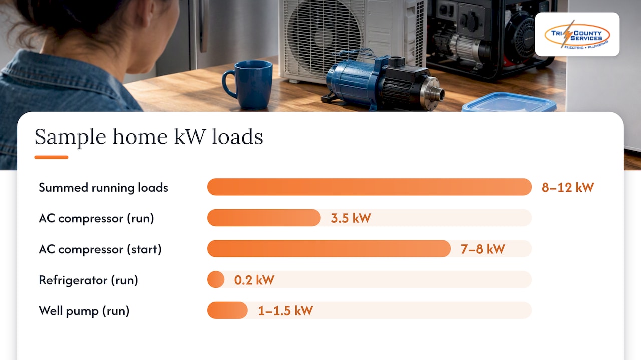 Running and starting generator load ranges