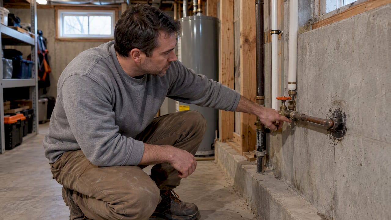 Homeowner locating an indoor faucet shutoff valve