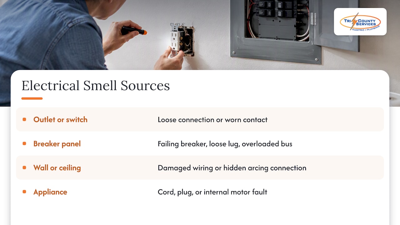 Four electrical smell sources and possible clues
