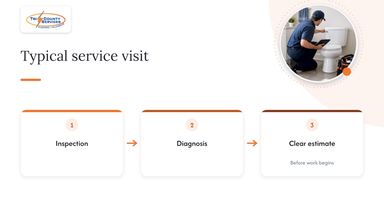 Get your gurgling toilet checked by Tri-County Services Electric & Plumbing — overview diagram