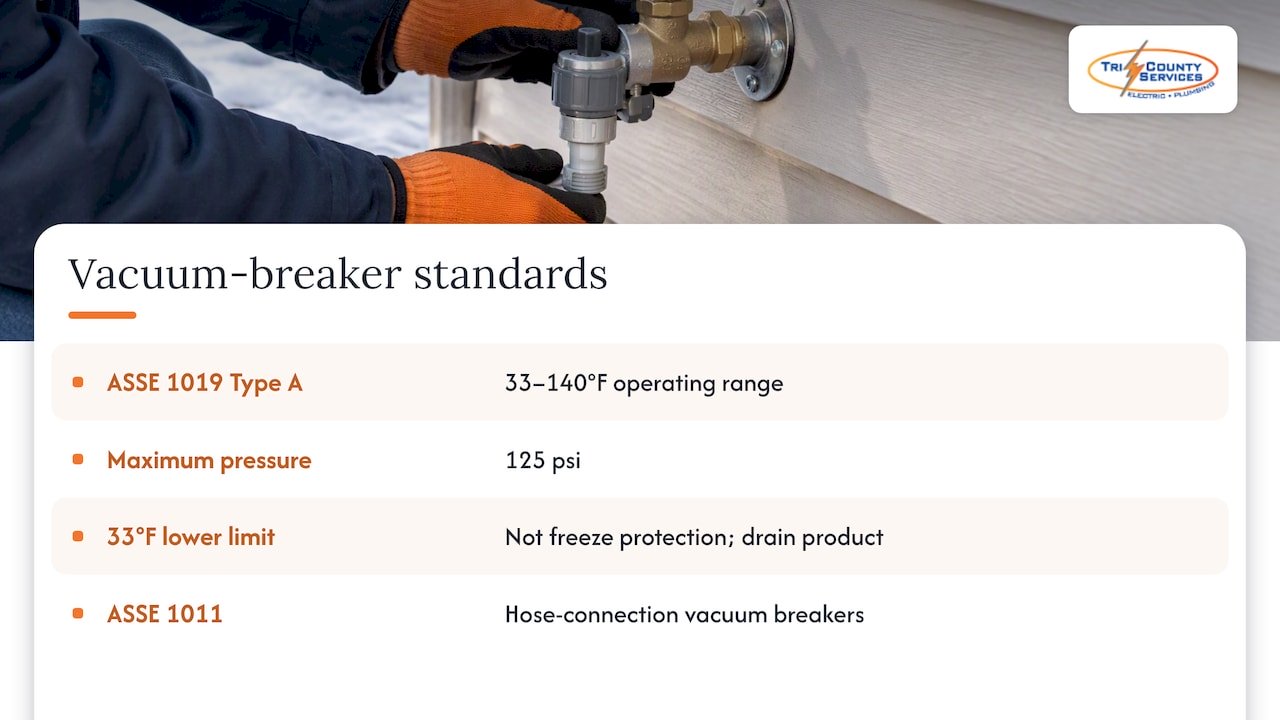Vacuum breaker standards and operating limits