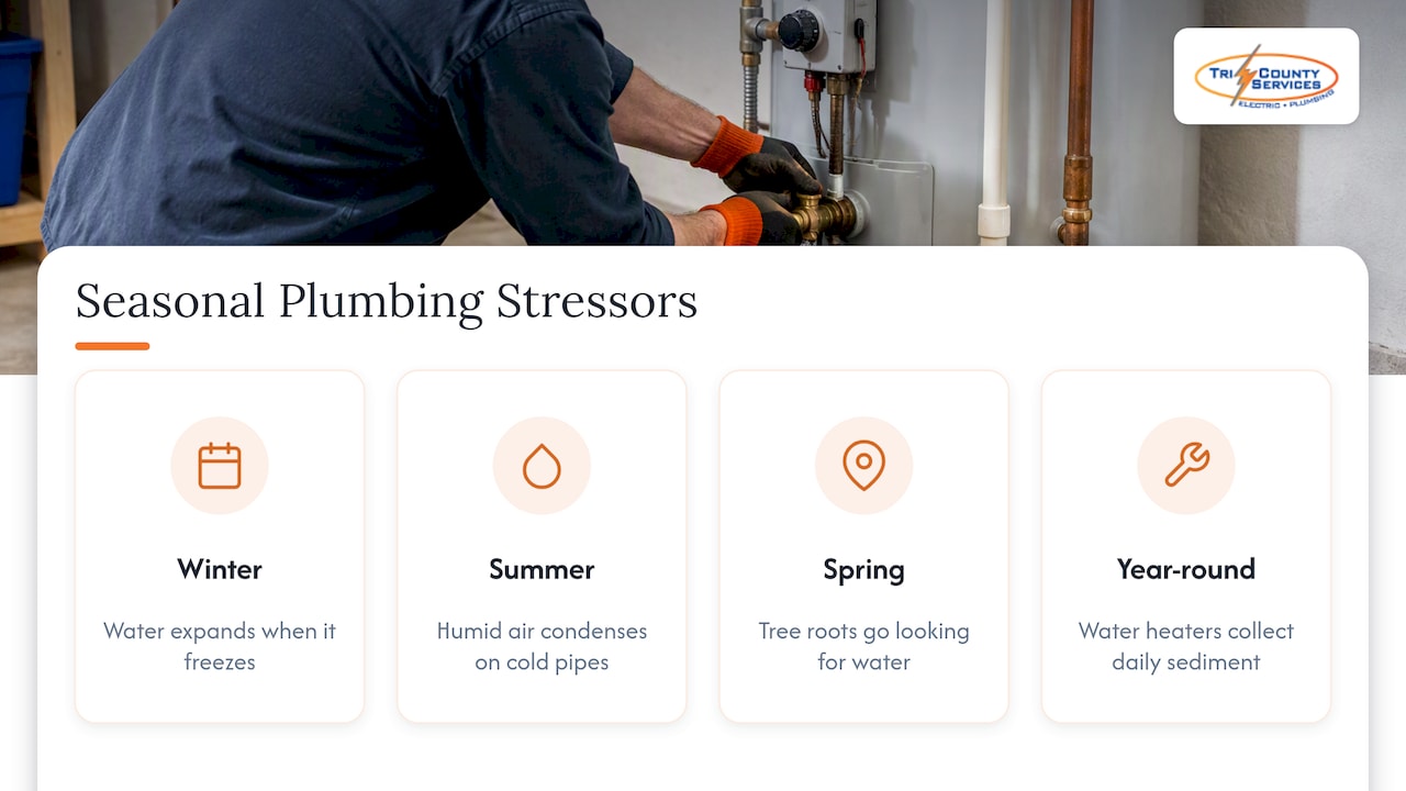 Four seasonal stresses on household plumbing